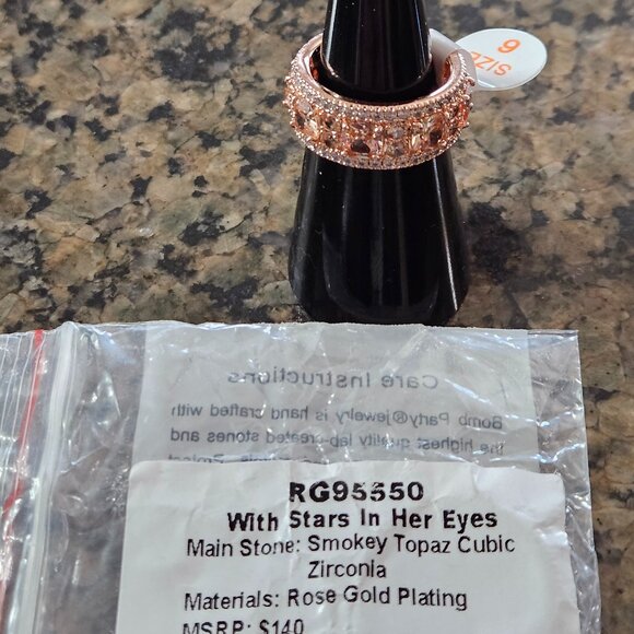 Bomb Party RG95550 "With Stars In Her Eyes" Smokey Topaz Cubic Zirconia Sz 6 - Picture 5 of 5